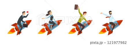 People Riding Space Rockets Flying in Sky as Leadership and Achievement Vector Set People Riding Space Rockets Flying in Sky as Leadership and Achievement Vector Set 121977982