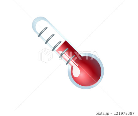Liquid in glass thermometer icon with red liquid risen to measure temperature Liquid in glass thermometer icon with red liquid risen to measure temperature 121978387