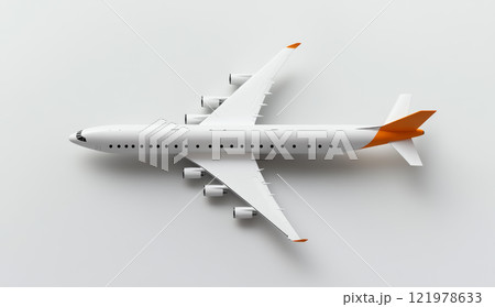 Generative ai illustration of a minimalist white passenger airplane 121978633
