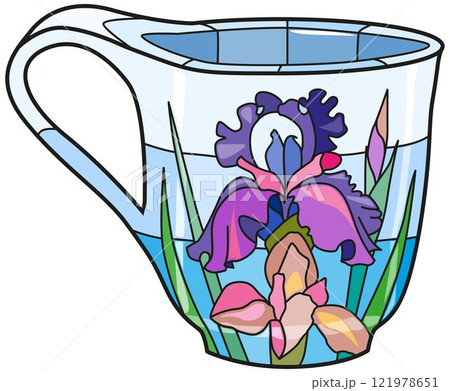 Decorative Vintage Teacup Hand Drawn Illustration Decorative Vintage Teacup Hand Drawn Illustration 121978651
