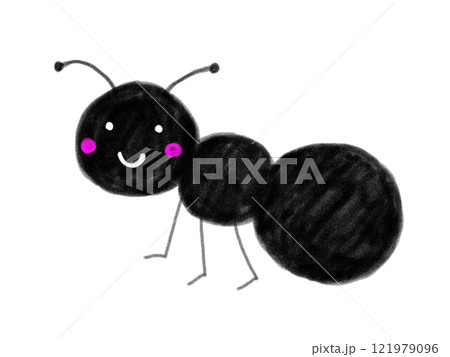 可愛い黒いアリの手描きイラスト 121979096
