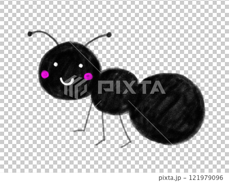 可愛い黒いアリの手描きイラスト 121979096