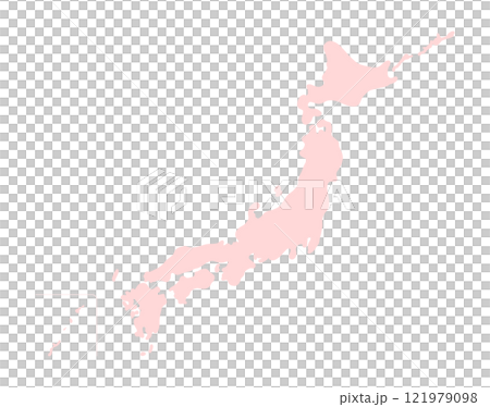 シンプルな薄いピンク色の日本地図のイラスト - ポップでかわいいシルエットの日本列島のマップ 121979098