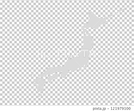 シンプルな薄いグレーの日本地図のイラスト - ポップでかわいいシルエットの日本列島のマップ 121979100