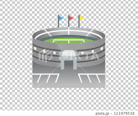 Gradient gray large capacity outdoor football or soccer stadium icon in the city 121979538