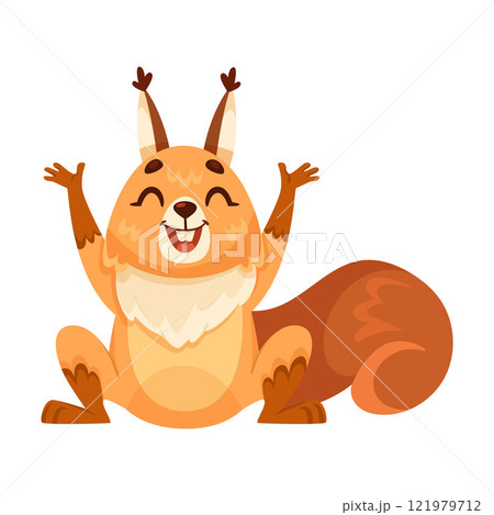 Funny Squirrel Animal Character with Bushy Tail Laughing Vector Illustration 121979712