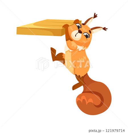 Funny Squirrel Animal Character with Bushy Tail Hanging Vector Illustration 121979714