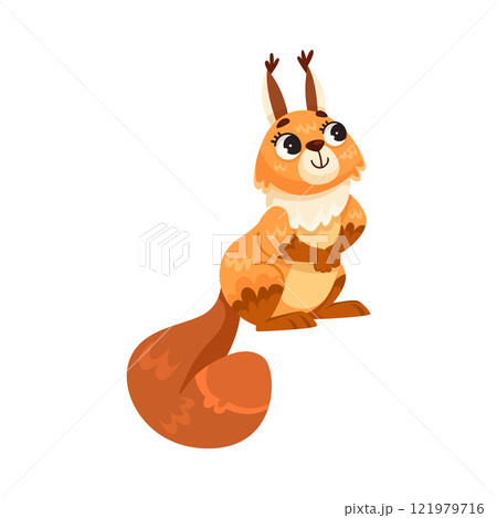 Funny Squirrel Animal Character with Bushy Tail Sit Vector Illustration Funny Squirrel Animal Character with Bushy Tail Sit Vector Illustration 121979716