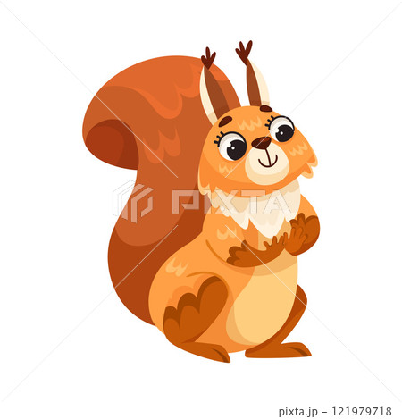 Funny Squirrel Animal Character with Bushy Tail Sit Vector Illustration Funny Squirrel Animal Character with Bushy Tail Sit Vector Illustration 121979718