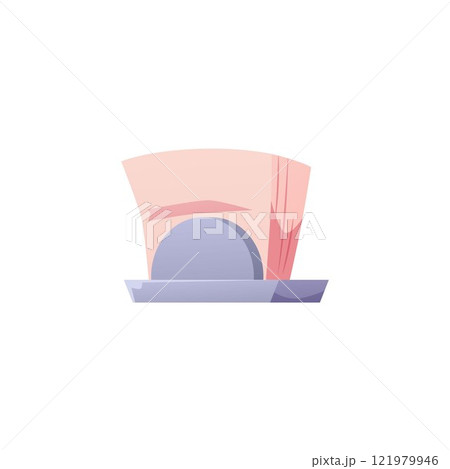 Paper napkins in the holder stand flat vector icon, restaurant or Cafe serving tableware, container with fresh doilies 121979946