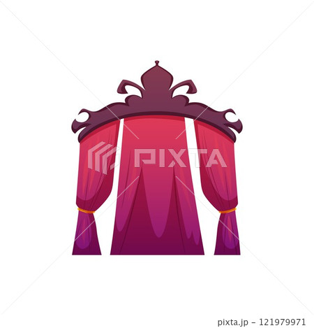 Vector design of red velvet curtains inspired by medieval architecture on a white background 121979971