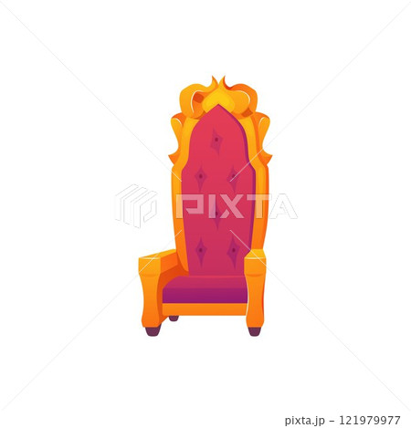 Vector icon of the throne with a pattern of gold elements and red velvet upholstery. 121979977