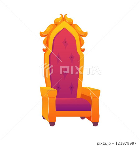 Luxurious golden throne with red upholstery. 121979997