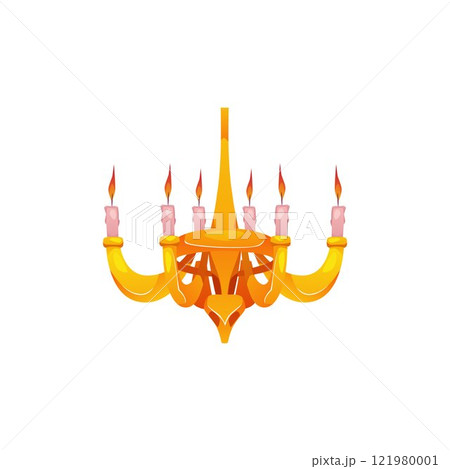Royal golden chandelier with burning candles. Royal golden chandelier with burning candles. 121980001