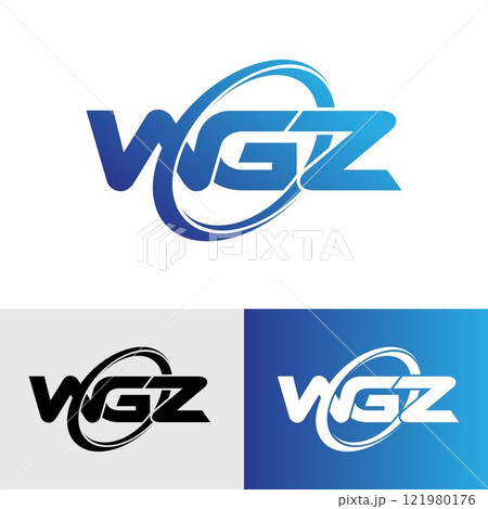 Initial WGZ Letter Modern Typography with Swoosh Vector Logo Design Template 121980176