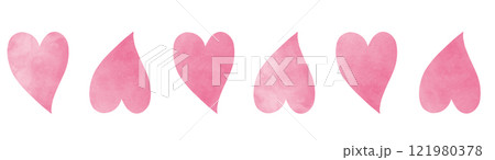 Watercolor pink hearts seamless border. Valentine's day pattern isolated on white. Clip art for background, engagement, wedding invitation and greeting card design Watercolor pink hearts seamless border. Valentine's day pattern isolated on white. Clip art for background, engagement, wedding invitation and greeting card design 121980378