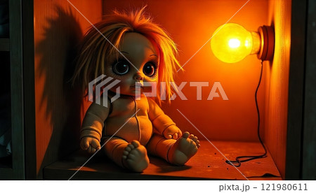 Creepy Doll with big eyes 121980611