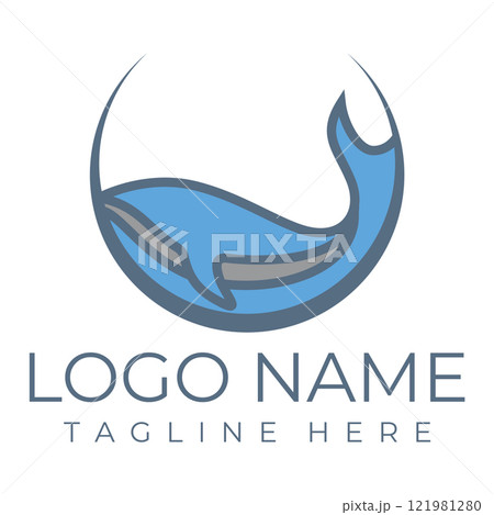 Logo image design illustration of a whale. 121981280