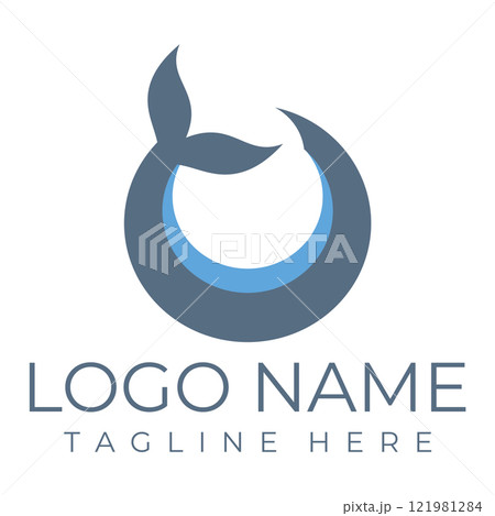 Logo image design illustration of a whale. Logo image design illustration of a whale. 121981284