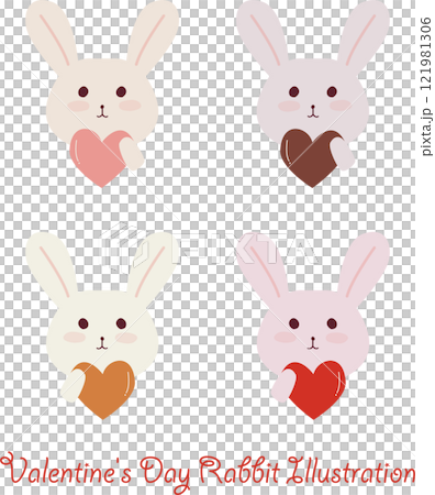 可用於情人節的可愛兔子插圖集 可用於情人節的可愛兔子插圖集 121981306