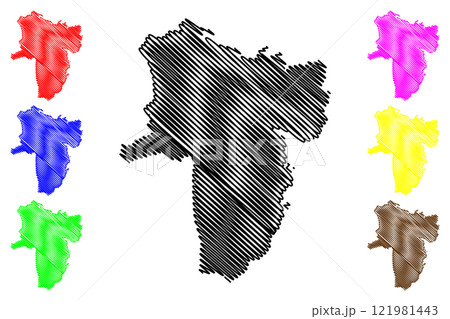 Pakur district (Jharkhand State, Republic of India, Santhal Pargana Division) map vector illustration, scribble sketch Pakur map 121981443
