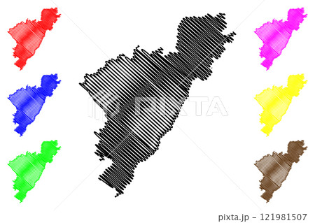 Pali district (Rajasthan State, Republic of India) map vector illustration, scribble sketch Pali map Pali district (Rajasthan State, Republic of India) map vector illustration, scribble sketch Pali map 121981507