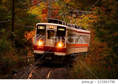 紅葉の秘境駅『男鹿高原』にて… 南会津路を快走する6050系 電車 121981796