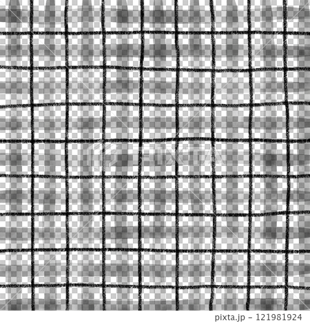 Black Plaid Gingham Hand Drawn Background Pattern Overlay 121981924
