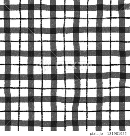 Black Plaid Gingham Hand Drawn Background Pattern Overlay 121981925