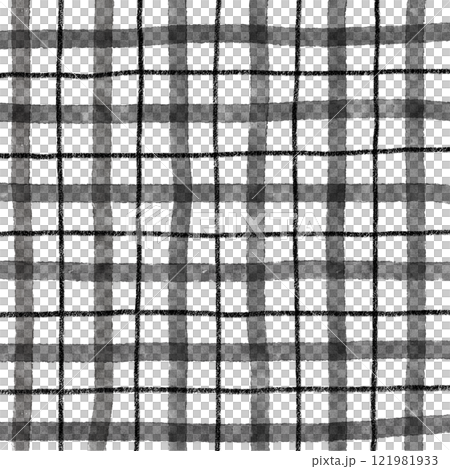 Black Plaid Gingham Hand Drawn Background Pattern Overlay 121981933