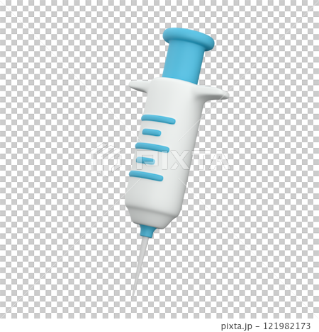 Stylized syringe isolated on white background, 3d illustration  121982173