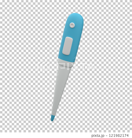 Thermometer with blue body on white background, 3d render Thermometer with blue body on white background, 3d render 121982174