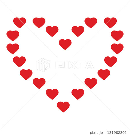 Heart shaped hearts Contour heart Frame border in trendy red. St Valentines Copy space Template idea 121982203