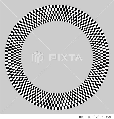 Round checkered frame isolated on gray background. 121982396