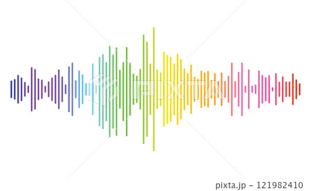 Colorful sound wave rhythm. Audio track in rainbow colors Colorful sound wave rhythm. Audio track in rainbow colors 121982410