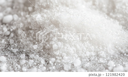 Close up view of fine and coarse salt grains 121982420