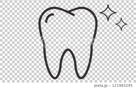 歯のクリーニングを象徴するシンプルな歯のアイコン 121983295