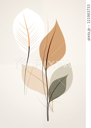 Flat Design Tropical Leaf , illustration minimal boho art. Beautiful graphics, abstract leaves, natural and minimalist pattern, 121983733