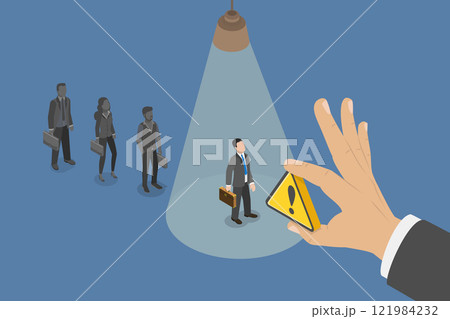 3D Isometric Flat Vector Illustration of Wrong Candidate, Rejected Resume 121984232