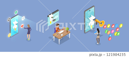 3D Isometric Flat Vector Illustration of AI Automatization, Future Technologies 3D Isometric Flat Vector Illustration of AI Automatization, Future Technologies 121984235