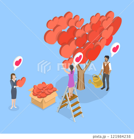 3D Isometric Flat Vector Illustration of Donation, Volunteerism, Love, And Solidarity 121984238
