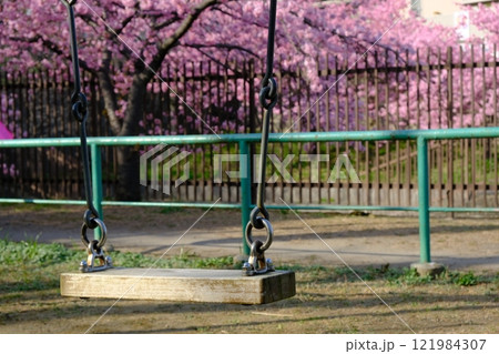 春の淀水路公園のブランコ 春の淀水路公園のブランコ 121984307