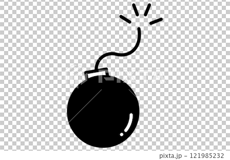 Bomb vector illustration icon Simple monochrome black and white anger fuse Bomb vector illustration icon Simple monochrome black and white anger fuse 121985232