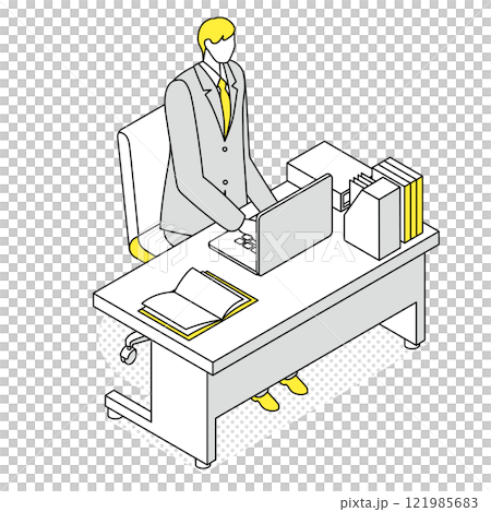在辦公室工作的 Isometric_man 在辦公室工作的 Isometric_man 121985683