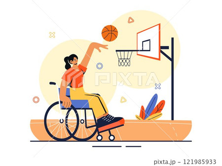 Sports for Disabled People Vector Illustration Featuring Sports Activities with Disabled Athletes, Promoting Diversity, Accessibility, and Equality 121985933