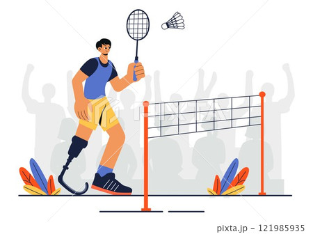 Sports for Disabled People Vector Illustration Featuring Sports Activities with Disabled Athletes, Promoting Diversity, Accessibility, and Equality 121985935