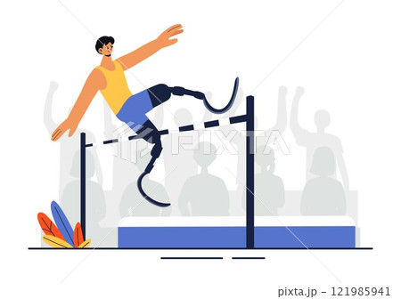 Sports for Disabled People Vector Illustration Featuring Sports Activities with Disabled Athletes, Promoting Diversity, Accessibility, and Equality 121985941