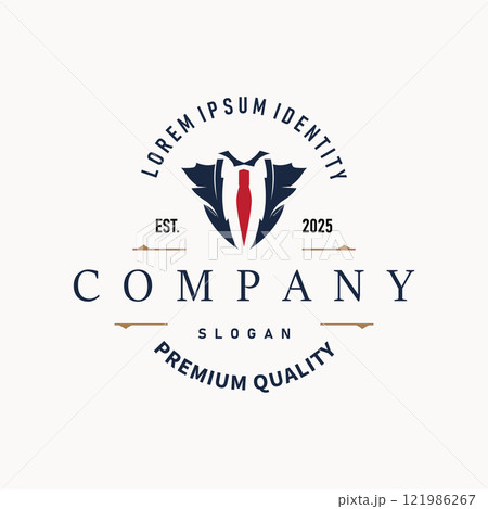 men clothing tuxedo logo design simple minimalist illustration clothing store and tailor brand template men clothing tuxedo logo design simple minimalist illustration clothing store and tailor brand template 121986267