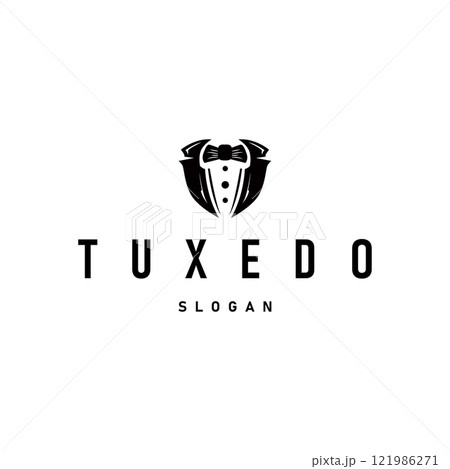 men clothing tuxedo logo design simple minimalist illustration clothing store and tailor brand template 121986271