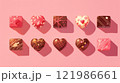 色々な種類のかわいいバレンタインチョコレートのイラスト 121986661